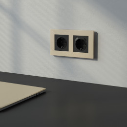 W0022911/ Рамка на 2 поста Slab (шампань софт)