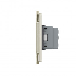 Одноклавишный сенсорный выключатель с розеткой Livolo, 2 поста, цвет жемчужный