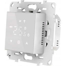 Термостат с датчиком пола, программируемый, 16 A, 45*45 мм., белое стекло DTEF45W