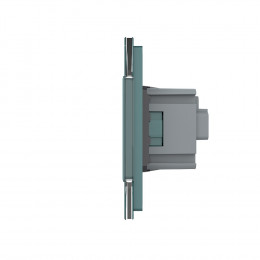 Одноклавишный сенсорный выключатель с розеткой Livolo, 2 поста, цвет зеленый