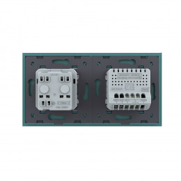 Одноклавишный сенсорный выключатель с розеткой Livolo, 2 поста, цвет зеленый