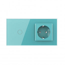 Одноклавишный сенсорный выключатель с розеткой Livolo, 2 поста, цвет зеленый