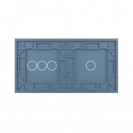 Панель для двух сенсорных выключателей Livolo, 4 клавиши (1+3), цвет синий, стекло