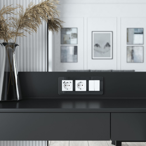 Купить Рамка из стекла на 3 поста Elite черный W0032448 в rum24.ru фото: 5