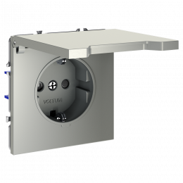 Розетка встраиваемая VOLTUM S70 с заземлением, защитными шторками и крышкой (шелк) VLS040304