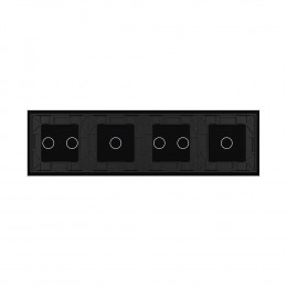 Панель для четырех сенсорных выключателей Livolo, 6 клавиш (1+2+1+2), цвет черный, стекло