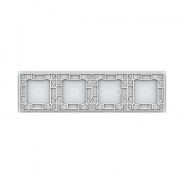 Панель для четырех сенсорных выключателей Livolo, 5 клавиш (1+2+1+1), цвет белый, стекло