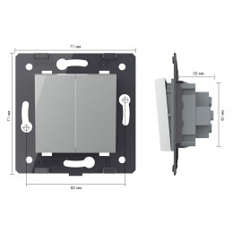 Двухклавишный механический выключатель Livolo, цвет серый (механизм), VL-C7-K2-15