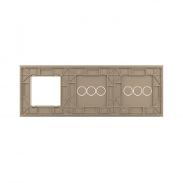 Панель для двух сенсорных выключателей и розетки Livolo, 6 клавиш (3+3), цвет золото, стекло