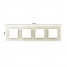 Рамка для розетки Livolo 4 поста, цвет жемчужный, стекло