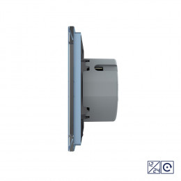 Двухклавишная сенсорная кнопка Livolo 12/24В, 1 пост, Синий VL-C702CH-19