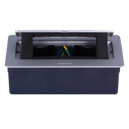 Настольный встраиваемый выдвижной розеточный блок 6 мод. (3 мод. 45х45), алюминий DDSB6RAL