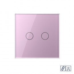 Сенсорный радиоуправляемый выключатель для жалюзи Livolo 2 клавиши 1 модуль Розовый VL-C702WR-17