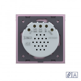 Сенсорный радиоуправляемый выключатель для жалюзи Livolo 2 клавиши 1 модуль Розовый VL-C702WR-17