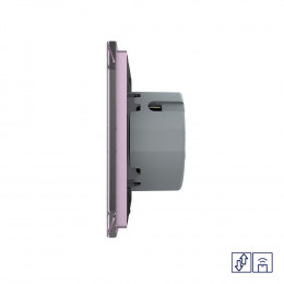 Сенсорный радиоуправляемый выключатель для жалюзи Livolo 2 клавиши 1 модуль Розовый VL-C702WR-17