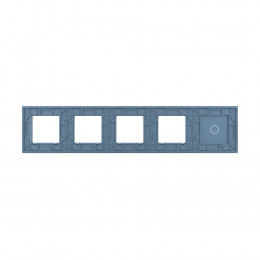 Панель для сенсорного выключателя и 4-х розеток Livolo, 1 клавиша, цвет синий, стекло BB-C7-C1/SR/SR/SR/SR-19