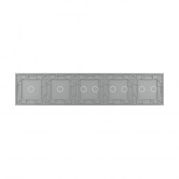 Панель для пяти сенсорных выключателей Livolo, 8 клавиш (2+2+2+1+1), цвет серый, стекло