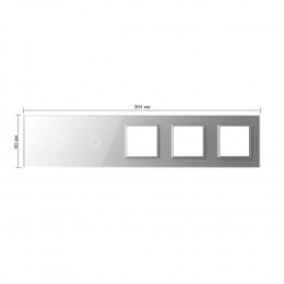Панель для 2-х сенсорных выключателей и 3-х розеток Livolo, 3 клавиши (2+1), цвет серый, стекло