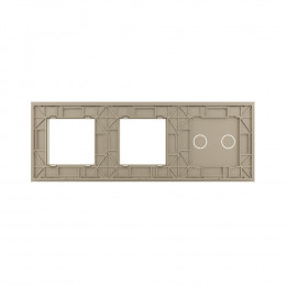 Панель для сенсорного выключателя и двух розеток Livolo, 2 клавиши, цвет шампань, стекло