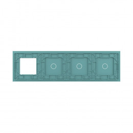 Панель для 3-х сенсорных выключателей и розетки Livolo, 3 клавиши (1+1+1), цвет зеленый, стекло