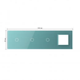 Панель для 3-х сенсорных выключателей и розетки Livolo, 3 клавиши (1+1+1), цвет зеленый, стекло