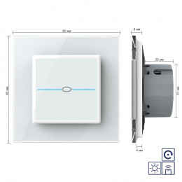 Сенсорный импульсный радиоуправляемый выключатель Livolo Quadro сухой контакт 1 клавиша Белый