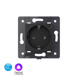 Розетка электрическая с заземлением защитными шторками 16A Livolo EC, цвет черный (механизм)