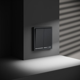 Выключатель встраиваемый VOLTUM S70 двухклавишный с подсветкой (графит) VLS020207