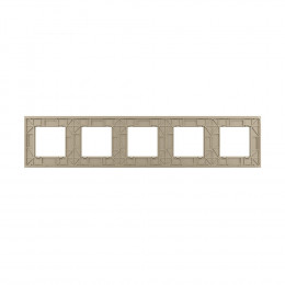 Рамка для розетки Livolo 5 постов, цвет шампань, стекло