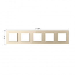 Рамка для розетки Livolo 5 постов, цвет шампань, стекло