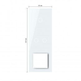 Панель вертикальная для двух сенсорных выключателей и розетки Livolo, 3 клавиши (1+2), цвет белый, стекло