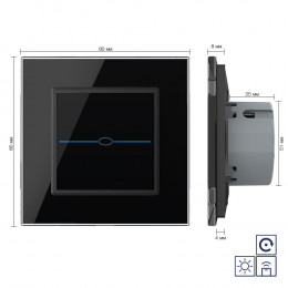 Сенсорный импульсный радиоуправляемый выключатель Livolo Quadro сухой контакт 1 клавиша Черный