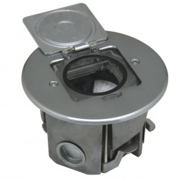 Лючок 2 мод. (1 мод. 45х45 мм.), круглый, полированное серебро, IP44, (с уст. набором) DFB2ZMS