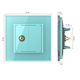 Розетка видео RCA "тюльпан" одинарная Livolo, 1 пост, цвет зеленый