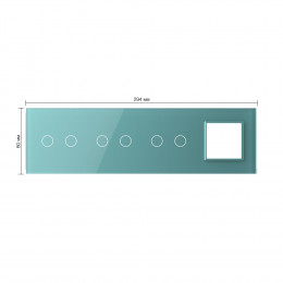 Панель для 3-х сенсорных выключателей и розетки Livolo, 6 клавиш (2+2+2), цвет зеленый, стекло