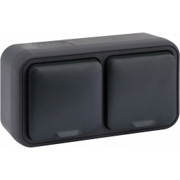 Розетка 2-я с защитной крышкой, 2К+З, накладная, цвет антрацит, IP55, серия W55 DIP28828