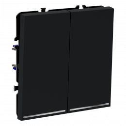 Проходной переключатель встраиваемый VOLTUM S70 двухклавишный с подсветкой (графит) VLS020407