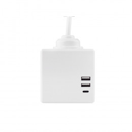 Удлинитель Cube Lite Extended 3 Euro 16A, 3 USB 2A+C с блоком 5В/3.1А, кабель 1,5м RocketSocket, цвет белый-серый