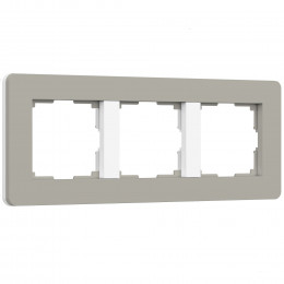 Рамка из поликарбоната на 3 поста Split дымчатый/белый, soft-touch