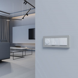 Рамка из поликарбоната на 3 поста Split дымчатый/белый, soft-touch