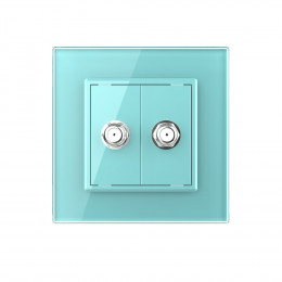 Розетка спутниковая двойная SAT Livolo, 1 пост, цвет зеленый