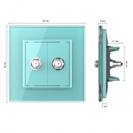 Розетка спутниковая двойная SAT Livolo, 1 пост, цвет зеленый