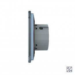 Двухклавишный сенсорный выключатель Livolo 12/24В, 1 пост, Синий VL-C702C-19