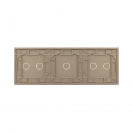 Панель тройная: 2 выключателя + 1 выключатель + 2 выключателя Золотая