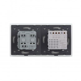 Трехклавишный сенсорный выключатель с розеткой Livolo, 2 поста, цвет жемчужный