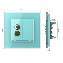 Розетка акустическая SOUND одинарная Livolo, 1 пост, цвет зеленый