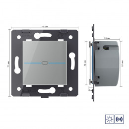 Одноклавишная импульсная сенсорная кнопка Livolo Quadro сухой контакт, цвет серый (механизм)