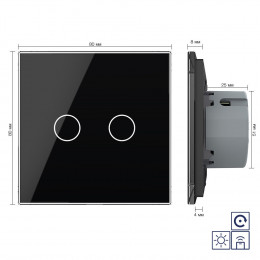 Двухклавишная радиоуправляемая сенсорная кнопка Livolo сухой контакт, 1 пост, Черный