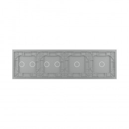 Панель для четырех сенсорных выключателей Livolo, 6 клавиш (1+1+2+2), цвет серый, стекло