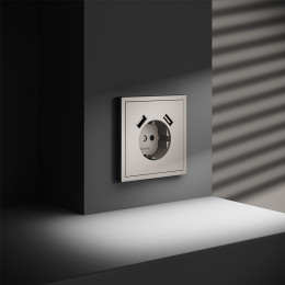 Розетка встраиваемая VOLTUM S70 с заземлением и защитными шторками, с USB, A+A, (кашемир) VLS040403